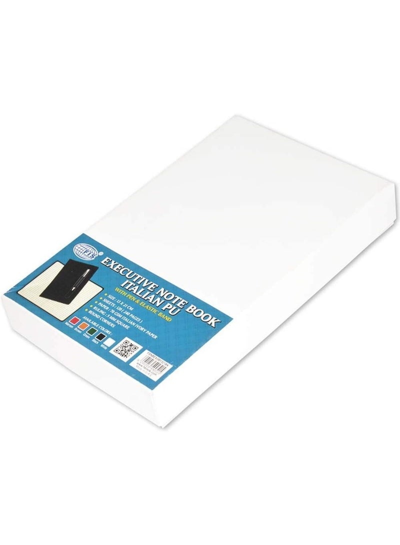 FIS Executive Notebook 120-Sheets Italian PU 5mm Square, 13x21cm, Black - FSNBEX5M1321BK - Image 2